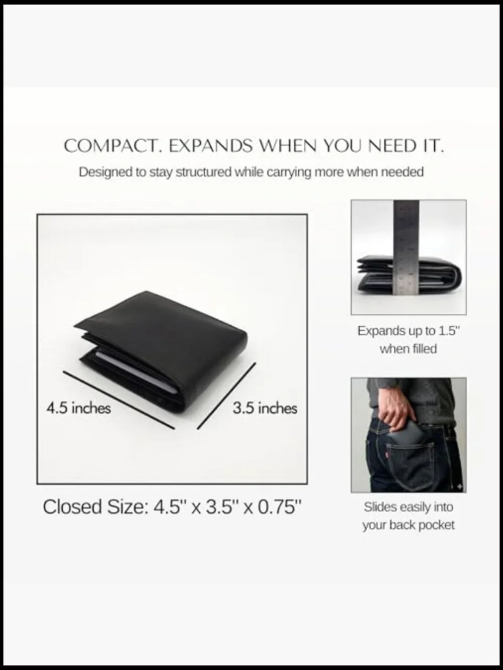 Bifold Leather Wallet with RFID Blocking, 14 Card Slots, Zipper Coin Pocket